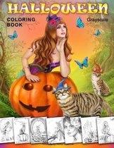 Halloween Coloring Book. Grayscale