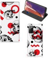 Bookstyle Case Geschikt voor Samsung Galaxy Note20 Smart Cover Skull Red