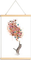 JUNIQE - Posterhanger Catching Butterflies -40x60 /Geel & Rood