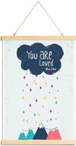 JUNIQE - Posterhanger You Are Loved -30x45 /Blauw & Roze