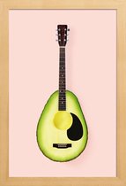 JUNIQE - Poster met houten lijst Avocado Guitar -13x18 /Bruin & Groen