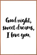 JUNIQE - Poster met kunststof lijst Sweet Dreams -13x18 /Wit & Zwart