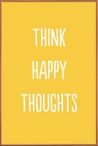 JUNIQE - Poster met kunststof lijst Happy Thoughts -30x45 /Geel