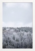 JUNIQE - Poster in houten lijst White Winter Forest -40x60 /Grijs &