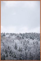 JUNIQE - Poster met kunststof lijst White Winter Forest -20x30 /Grijs