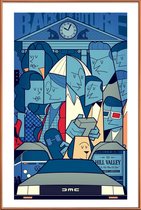 JUNIQE - Poster met kunststof lijst Back to the future -40x60 /Blauw