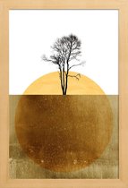 JUNIQE - Poster in houten lijst Golden Ocean -30x45 /Geel