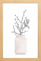 JUNIQE - Poster met houten lijst Winter Flower -13x18 /Wit & Zwart