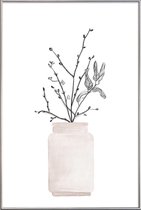 JUNIQE - Poster met kunststof lijst Winter Flower -40x60 /Wit & Zwart