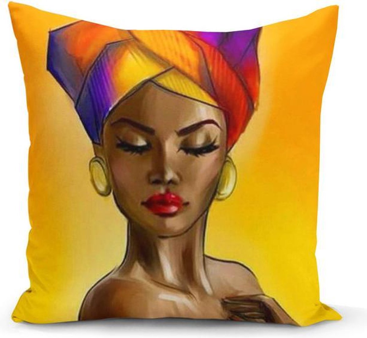 Kussensloop - kussenhoes - Sierkussenhoes - hoes voor sierkussens - Kussenhoesjes - Kussenhoes - Afrikaanse vrouw - 45x45 - Aan beide zijden bedrukt