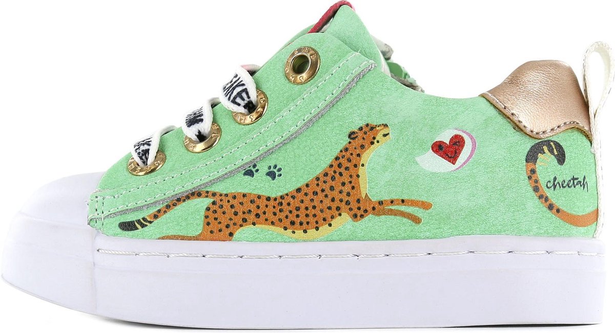 Shoesme mintgroene sneaker met luipaardprint bol