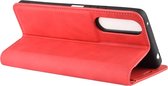 Sony Xperia 10 II Hoesje - Mobigear - Retro Slim Serie - Kunstlederen Bookcase - Rood - Hoesje Geschikt Voor Sony Xperia 10 II