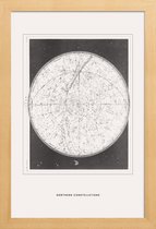 JUNIQE - Poster in houten lijst Northern Constellations -20x30 /Grijs