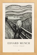 JUNIQE - Poster in houten lijst Munch - The Scream Lithograph -30x45