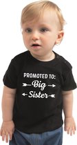 Promoted to big sister cadeau t-shirt zwart voor peuter / kinderen - Grote zus geworden 86 (9-18 maanden)