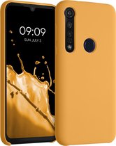 kwmobile telefoonhoesje voor Motorola Moto G8 Plus - Hoesje met siliconen coating - Smartphone case in goud-oranje