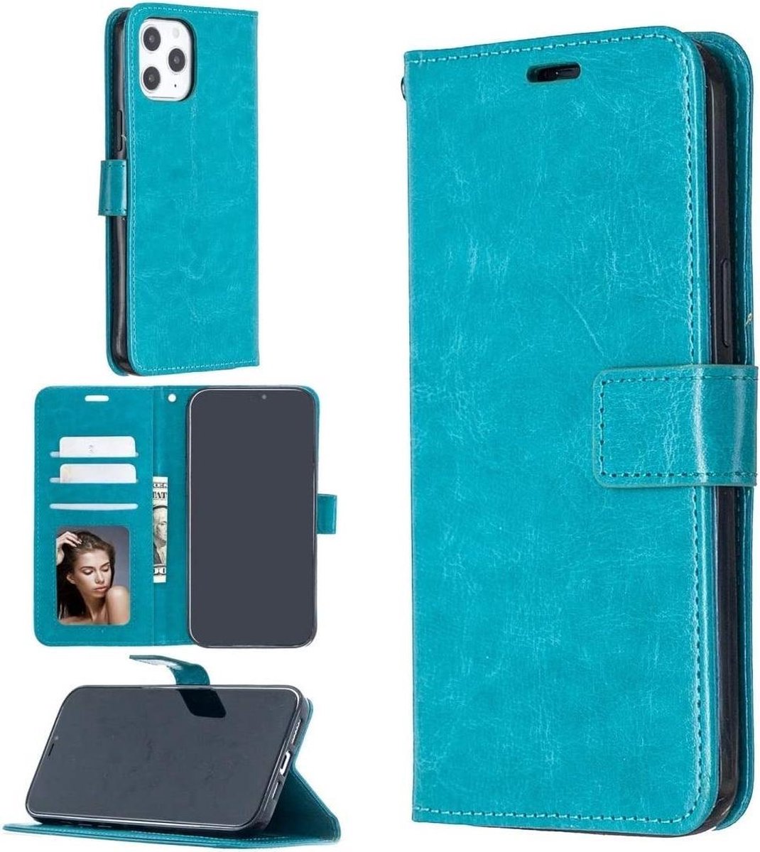 Portemonnee Book Case Hoesje Geschikt voor: iPhone 12 Pro Max - turquoise