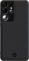 Valenta - Samsung Galaxy S21 Ultra Hoesje - Back Case Snap Leer Zwart