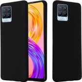 Voor OPPO Realme 8/8 Pro Pure Color vloeibare siliconen schokbestendige volledige dekking (zwart)