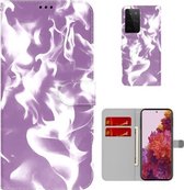 Voor Samsung Galaxy S21 Ultra 5G Cloud Fog Patroon Horizontale Flip Lederen Case met Houder & Kaartsleuf & Portemonnee (Paars)