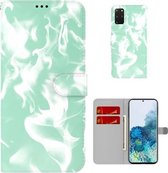 Voor Samsung Galaxy S20+ Cloud Fog Pattern Horizontal Flip Leather Case met Houder & Kaartsleuf & Portemonnee (Mintgroen)