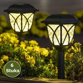 Relaxreus | Solar LED tuinverlichting | Set van 6 stuks | Warm wit | Brandt 8 uur | Automatische verlichting voor de tuin op zonne-energie | Buitenverlichting | Padverlichting