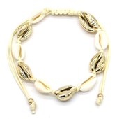 Armband-Verstelbaar-Pull Tie- met schelpen goud wit