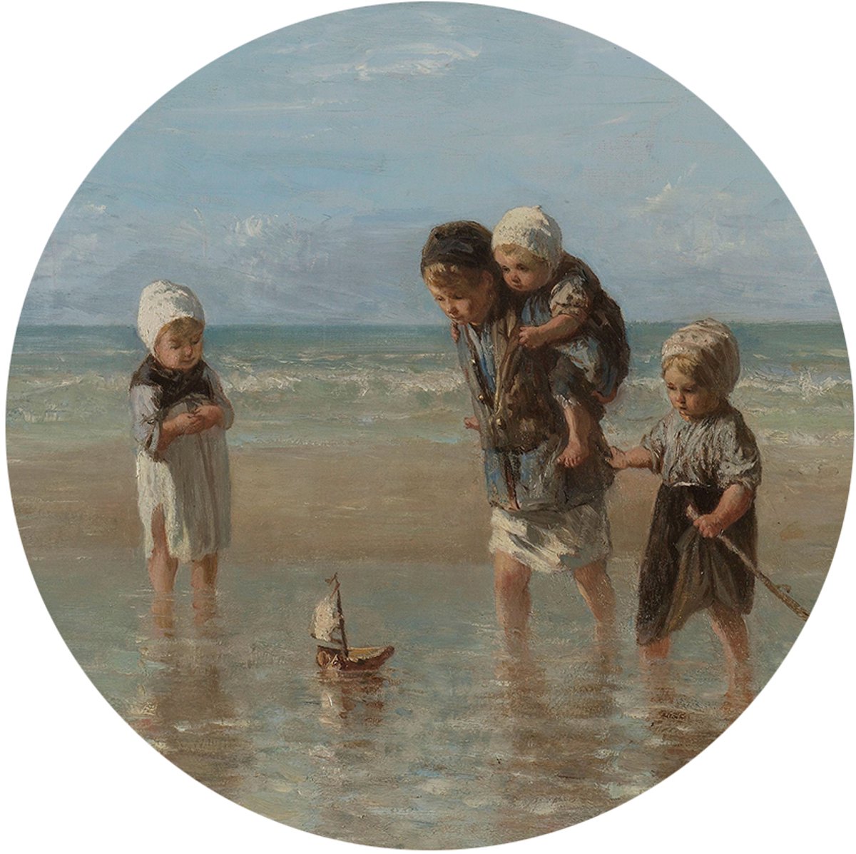 Kinderen der zee, Jozef Israëls - Foto op Behangcirkel - ⌀ 60 cm