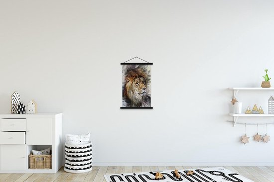 Affiche scolaire - Lion - Abstrait - Peinture - 40x60 cm - Lattes noires