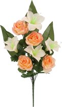 Gerimport Kunstboeket Roos Lelie 55 X 8 Cm Oranje/beige