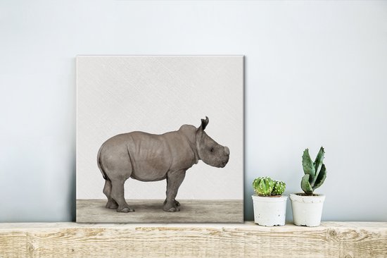 Rhino animal print nursery Canvas 20x20 cm - Tirage photo sur toile (Décoration murale salon / chambre)
