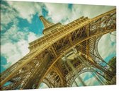 Constructie van de Eiffeltoren in Parijs in close-up - Foto op Canvas - 90 x 60 cm