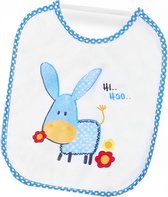 Interbaby Slabbetje Ezel Junior 20 X 25 Cm Katoen Wit/blauw