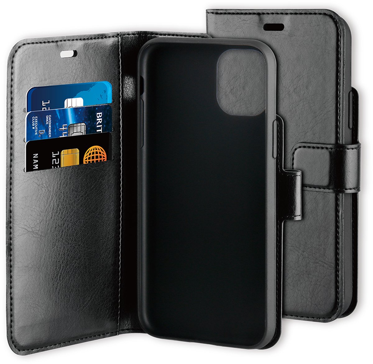 BeHello iPhone 11 Pro Max Hoesje - Gel Wallet Case Met Ruimte Voor 3 Pasjes Zwart
