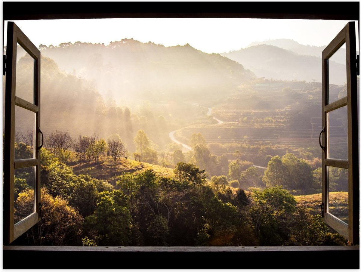 visie van de venster van de mooi groen landschap. generatief ai 26781619 stockfoto bij Vecteezy