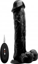 Vibrating Realistic Cock - 11 - With Scrotum - Black