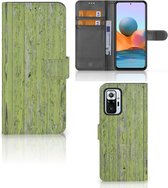 Wallet Book Case Xiaomi Redmi Note 10 Pro Telefoon Hoesje Green Wood