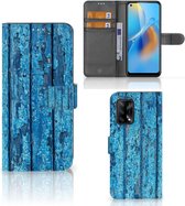 Magnet Case OPPO A74 4G Telefoonhoesje Wood Blue