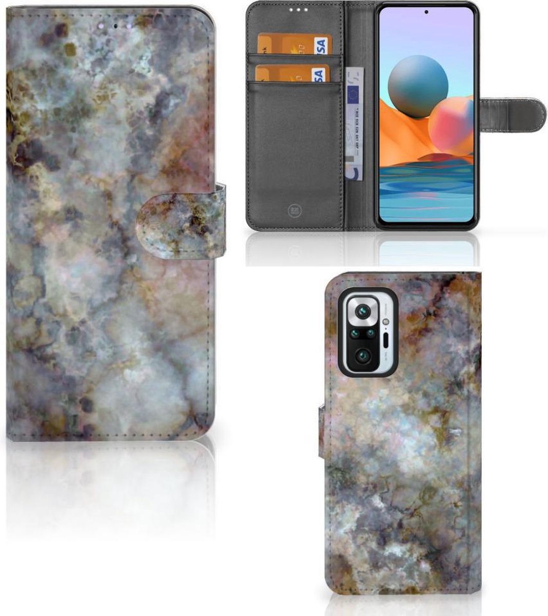 Xiaomi Redmi Note 10 Pro Bookcase Marmer Grijs
