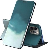 Voor iPhone 12 Pro Max Voltage Aquarel Patroon Huid Voelen Magnetische Horizontale Flip PU Lederen Case met Houder (Groen)