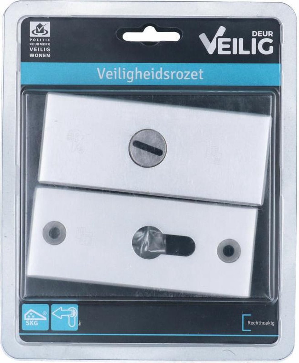VEILIG - Veiligheidsrozet - Cilindersleutel rozet - Langwerpig - SKG3 - Alu