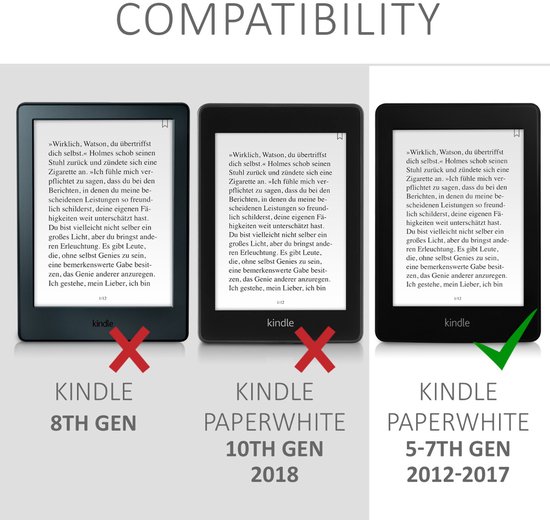 kwmobile e-reader hoesje geschikt voor Amazon Kindle Paperwhite hoes - E reader flip case met magnetische sluiting - Ereader cover - Maan design in lichtgrijs / zwart van kwmobile — afbeelding 3