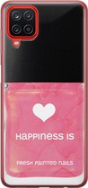 Samsung Galaxy A12 hoesje siliconen - Nagellak - Soft Case Telefoonhoesje - Print / Illustratie - Roze
