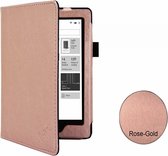 Kobo Glo, Glo HD en Touch 2.0 Hoes met Sleepcover, Rose Goud, Premium Business Case, Mooie Rose Gold/Gouden Hoes-Sleepcover
