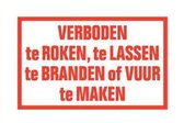 Bord met tekst 'Verboden te roken/lassen' kunststof 400 x 250 mm