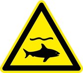 Pas op voor haaien bord - dibond - W054 200 mm