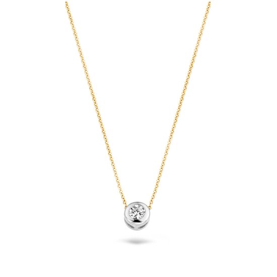 Blush Ketting 3052BZI -  Geel en Wit Goud (14Krt.) met Zirconia - 42 cm