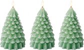 3x stuks led kaarsen kerstboom kaars groen D9,5 x H19 cm - Woondecoratie - Elektrische kaarsen - Kerstversiering