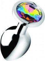 Rainbow Prism Gem Anal Plug - Medium - Silver