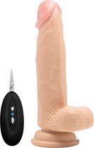 Realrock – Realistisch Vibrerende Dildo met Scrotum en Afstandsbediening Vullend Plezier 20 cm - beigeig